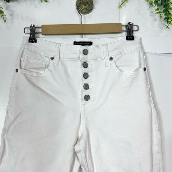 Banana Republic Jeans Womens Size 27 White Cropped Bootcut Button Fly High Rise - Picture 2 of 13